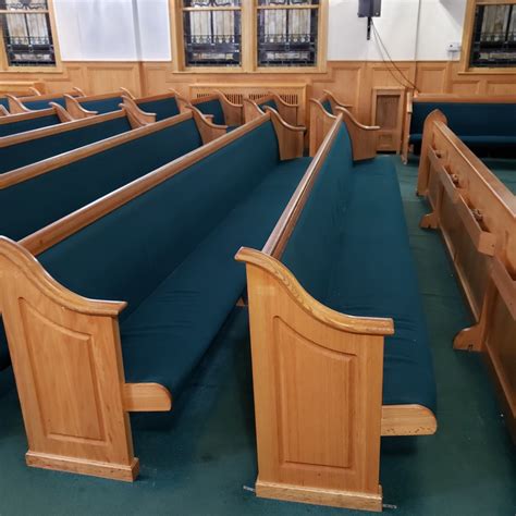 Quality Materials and Construction. We use solid oak wood for church pew ends and other church furniture. We use 3/4″ thick high-quality plywood under the padding of our pews, never particle board. Our finishing details such as the handrails, caps, and moldings are solid red oak. We offer commercial-grade fabrics that are built to be durable ...